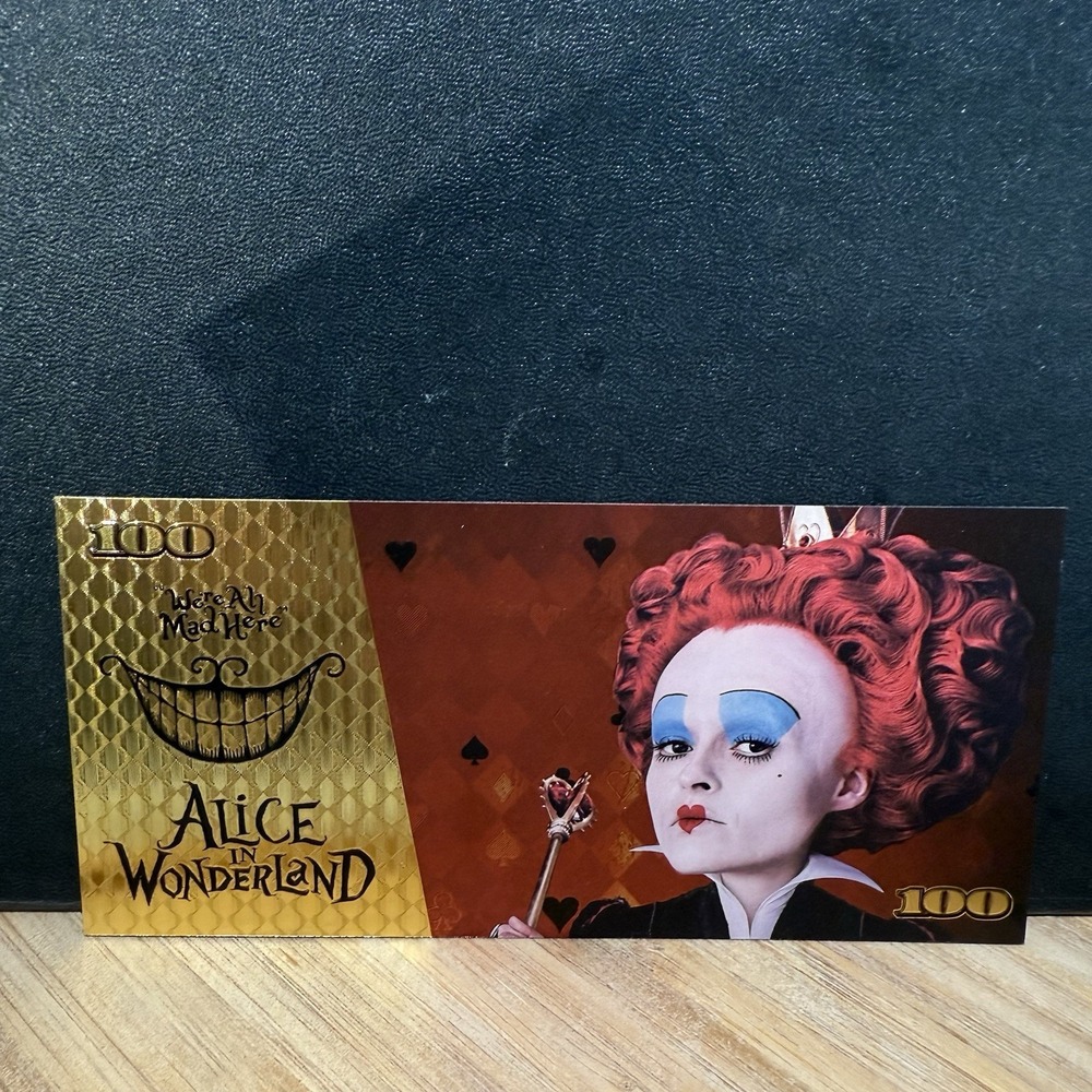 24k Gold Foil Plated Alice In Wonderland banknote Disney Collectible - Red Queen